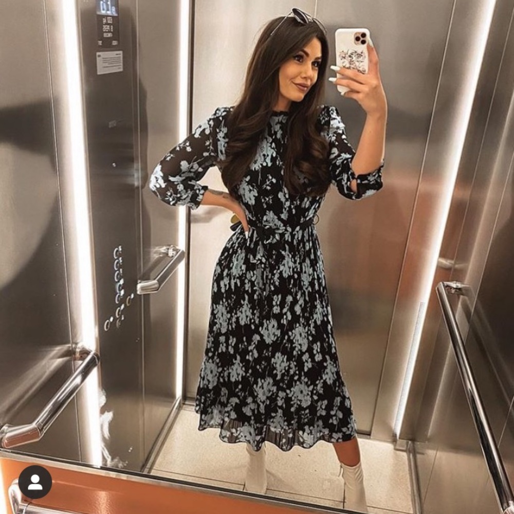SALE Zara Black and Blue Floral Maxi Dress